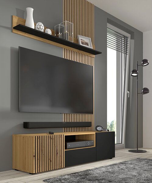 Szafka rtv z lamelowym frontem 150 cm S9-B58
