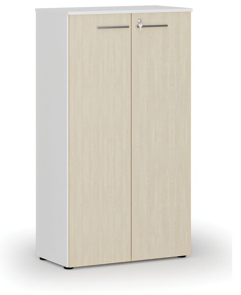 Szafa biurowa z drzwiami PRIMO WHITE, 800 x 420 x 1434 mm, biały/brzoza