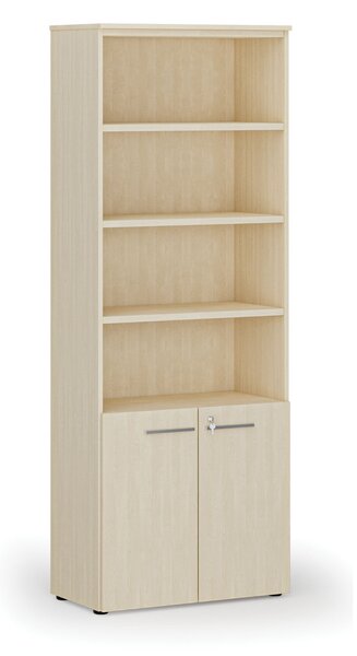 Szafa biurowa kombinowana PRIMA WOOD, drzwi na 2 poziomach, 800 x 420 x 2128 mm, brzoza