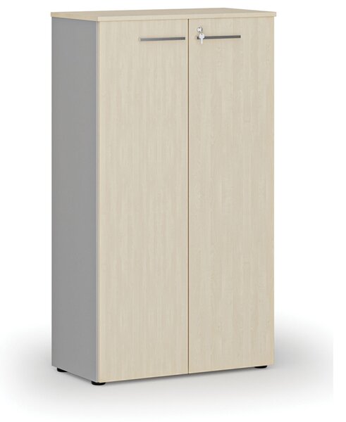 Szafa biurowa z drzwiami PRIMO GRAY, 800 x 420 x 1434 mm, szary/brzoza