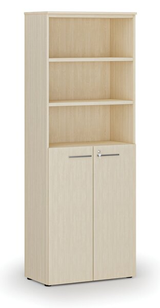 Szafa biurowa kombinowana PRIMA WOOD, drzwi na 3 poziomach, 800 x 420 x 2128 mm, brzoza