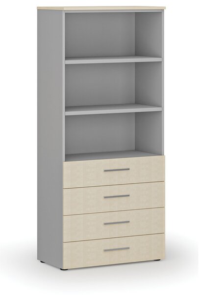 Szafa biurowa z szufladami PRIMO GRAY, 800 x 420 x 1781 mm, szary/brzoza