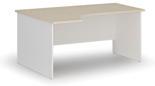 Narożne biurko PRIMO WHITE, 160x120 cm, lewe, biały/brzoza