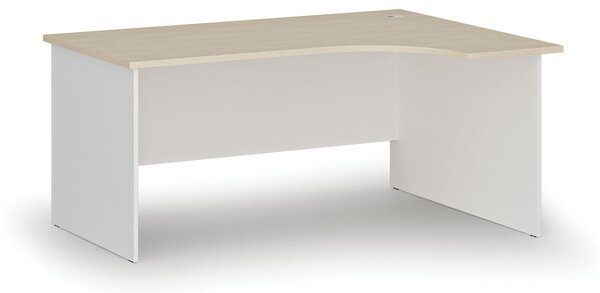Narożne biurko PRIMO WHITE, 160x120 cm, prawe, biały/brzoza