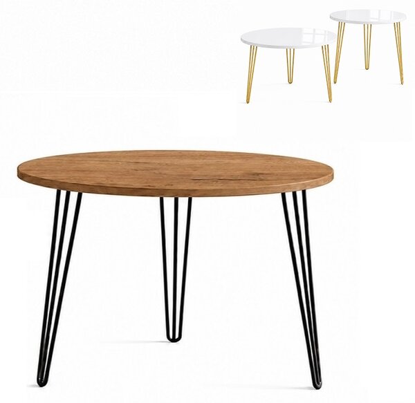 Stolik 80 cm okrągły nierozkładany, nogi Metalowe „ Hairpin legs_ ” | ArtD Home