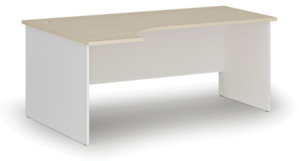 Narożne biurko PRIMO WHITE, 180x120 cm, lewe, biały/brzoza