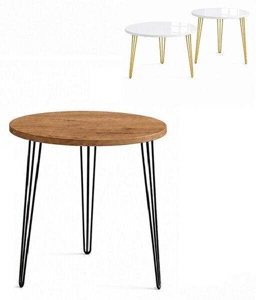 Stolik 50 cm okrągły nierozkładany, nogi Metalowe „ Hairpin legs_ ” | ArtD Home