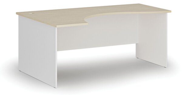 Ergonomiczne biurko PRIMO WHITE, 180x120 cm, lewe, biały/brzoza