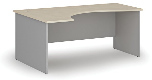 Ergonomiczne biurko PRIMO GRAY, 180x120 cm, lewe, szary/brzoza