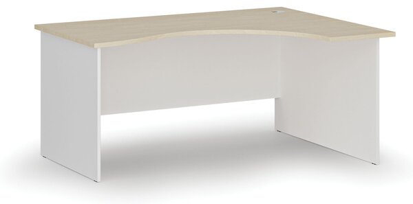 Ergonomiczne biurko PRIMO WHITE, 160x120 cm, prawe, biały/brzoza