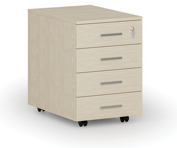 Kontenerek biurowy mobilny PRIMO WOOD, 4 szuflady, brzoza