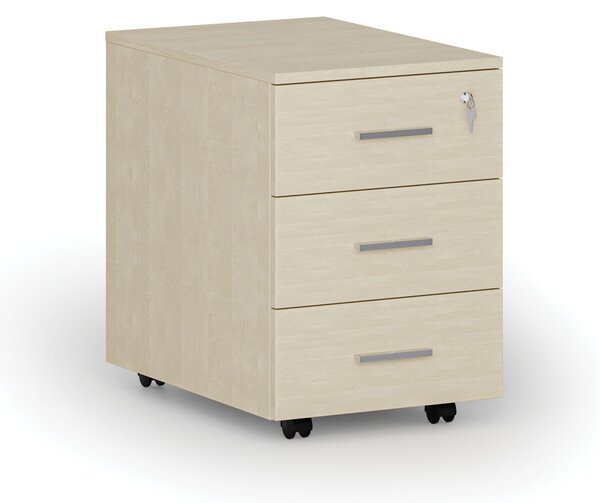 Kontenerek biurowy mobilny PRIMO WOOD, 3 szuflady, brzoza