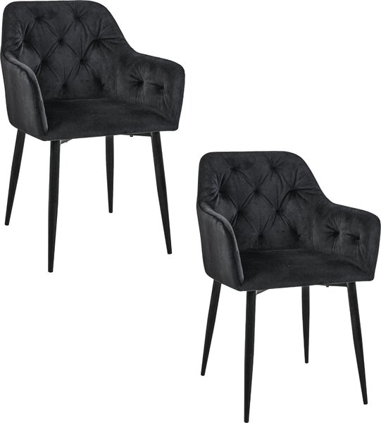 2x Krzeso tapicerowane pikowane welur SJ.030 Czarne