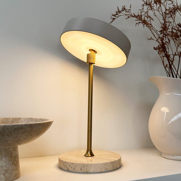 Lampa Stołowa Dyberg Larsen, Moonlight, ściemnialny, beżowy, salon, kamień, design
