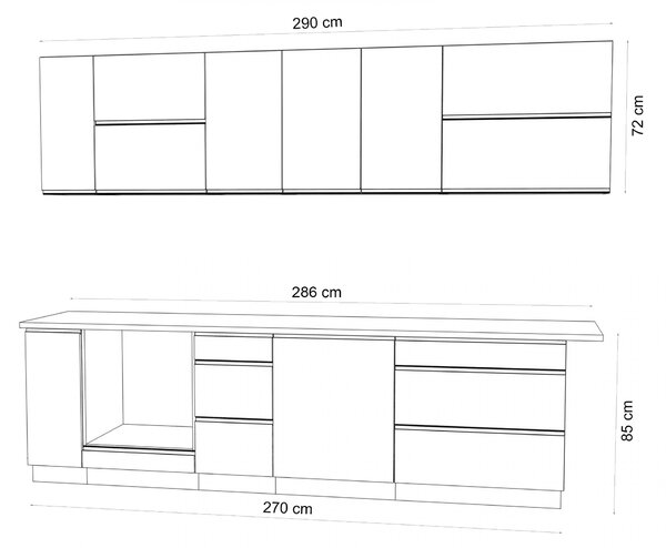 Zestaw mebli kuchennych Livia 290cm - biały mat