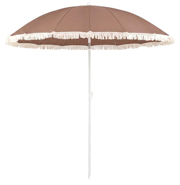 KOMFOTTEU Okrgy parasol z frdzlami, parasol tarasowy z regulowanym ktem nachylenia, solidny metalowy trzonek, torba transportowa, parasol plaowy, parasol ogrodowy w stylu boho, do ogrodu, na taras, na pla