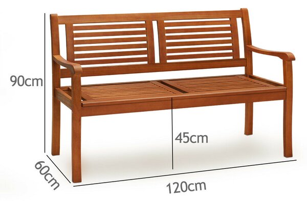 Ławka ogrodowa MANUELA, 120x60x90cm, naturalny brąz Casaria