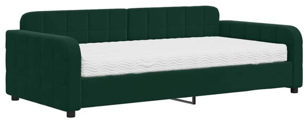 Sofa z materacem do spania, ciemnozielona, 100x200 cm, aksamit