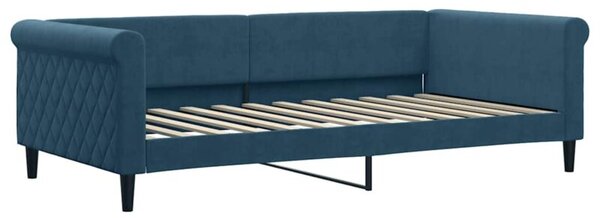 Sofa z funkcją spania, niebieska, 100x200 cm, obita aksamitem