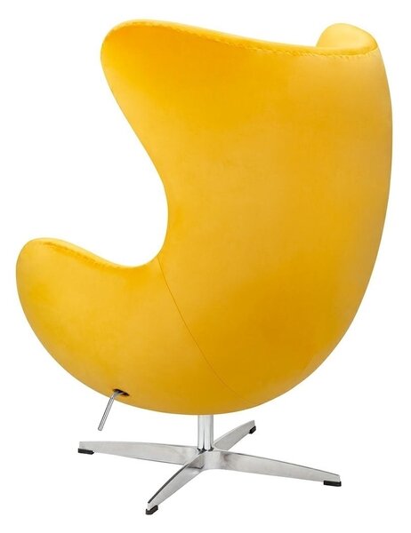 Fotel Egg Classic Velvet żółty - welur, podstawa aluminiowa