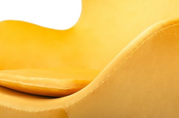 Fotel Egg Classic Velvet żółty - welur, podstawa aluminiowa