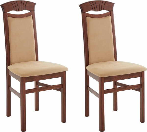 Piękne krzesła camelowe, rama wenge - 2 sztuki