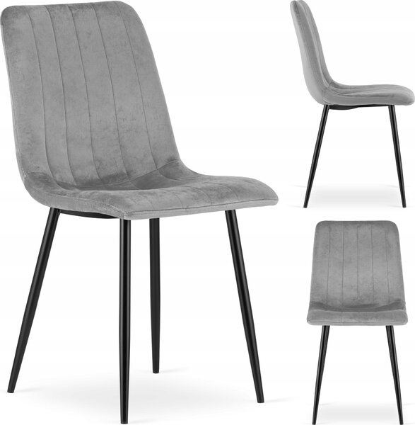 Krzesło Tapicerowane Welurowe Velvet do Salonu Kuchni Jadalni Szare Simple