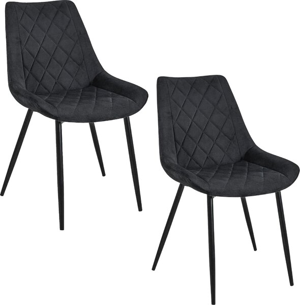 2x Krzeso tapicerowane pikowane welur SJ.0488 Czarne