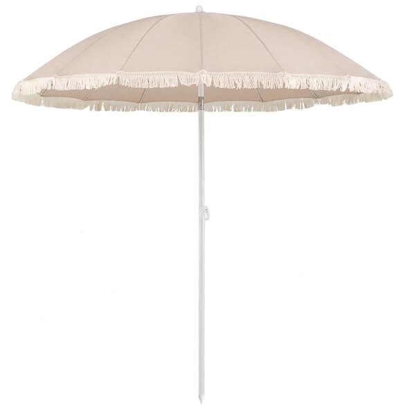 KOMFOTTEU Okrgy parasol z frdzlami, parasol tarasowy z regulowanym ktem nachylenia, solidny metalowy trzonek, torba transportowa, parasol plaowy, parasol ogrodowy w stylu boho, do ogrodu, na taras, na pla