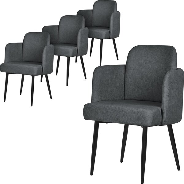 ML-Design zestaw 4 krzese do jadalni w kolorze antracytowym Krzeso kuchenne z podokietnikiem i oparciem o wygldzie rattanu Krzeso tapicerowane z metalowymi nogami Ergonomiczne