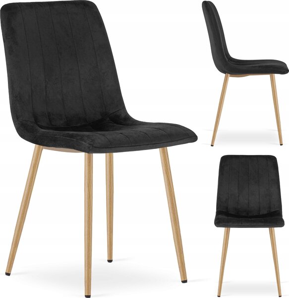 Krzeso Tapicerowane Welurowe Velvet do Salonu Kuchni Jadalni Czarne Simple