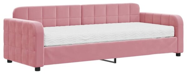 Sofa z materacem do spania, różowa, 80x200 cm, aksamit
