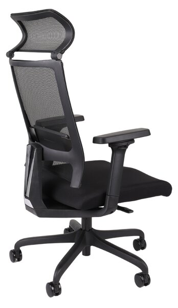 Fotel biurowy Ergofix TM01 czarny - ergonomiczny, młodzieżowy, z zagłówkiem, siatkowy, wygodny dla kręgosłupa