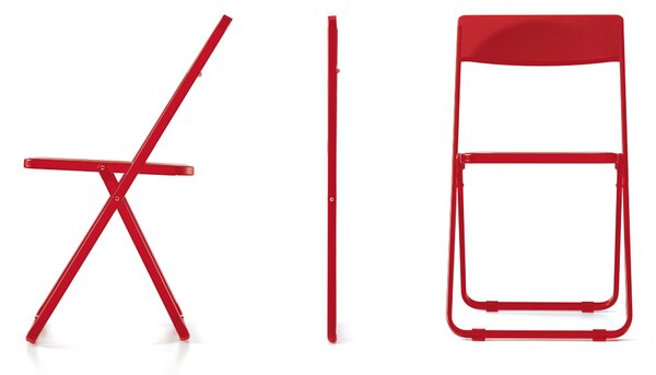 Składane krzesło Slim czarne, minimalistyczne, niewielkie, konferencyjne, eventowe