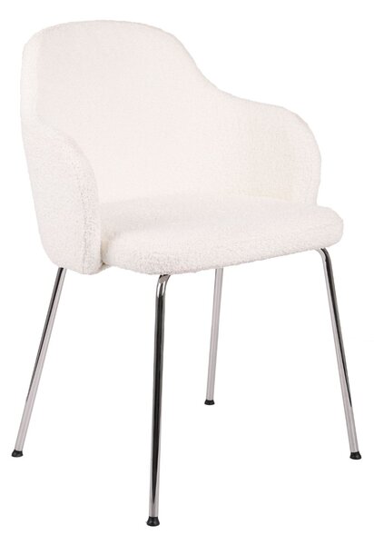 Krzesło Aura glamour do jadalni w tkaninie boucle, czarne nogi