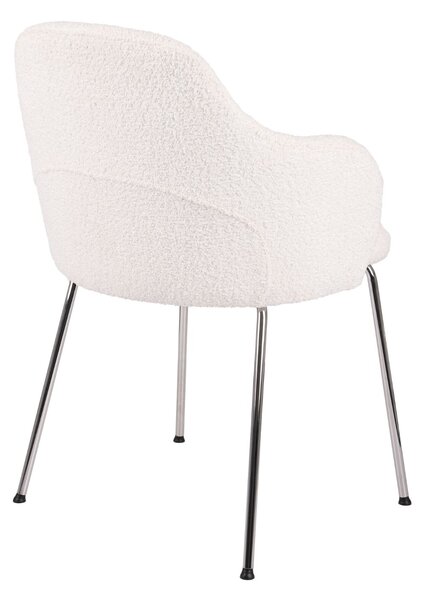 Krzesło Aura glamour do jadalni w tkaninie boucle, czarne nogi