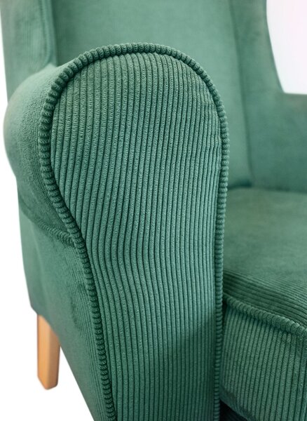 Zestaw: pufa Uszak + fotel Uszak gładki granatowy, wygodny, do salonu, tapicerowany
