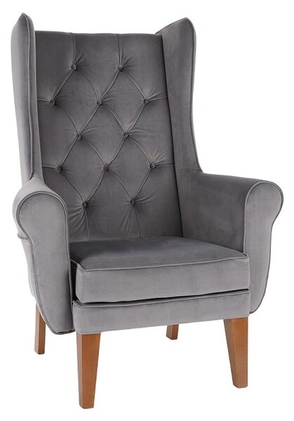 Fotel Uszak Chesterfield beżowy - 24h, z pikowaniem, wygodny, tapicerowany, klasyczny, do salonu