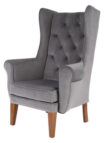 Fotel Uszak Chesterfield beżowy - 24h, z pikowaniem, wygodny, tapicerowany, klasyczny, do salonu