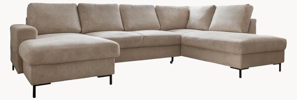 Panoramiczna sofa narożna ze sztrukus z funkcją spania i schowkiem Lofty Lilly (8-osobowa)