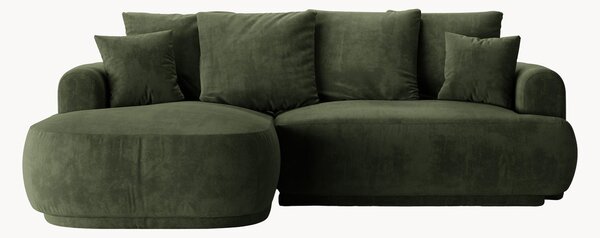 Modułowa narożna sofa rozkładana z aksamitu z funkcją przechowywania Maria (4-osobowa)