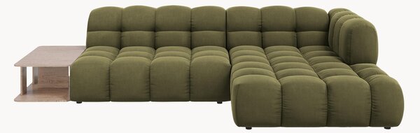 Modułowa sofa narożna z weluru ze stolikiem Aster (3-osobowa)