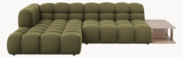 Modułowa sofa narożna z weluru ze stolikiem Aster (3-osobowa)