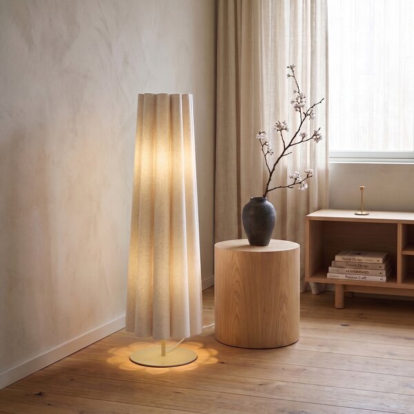 Lampa podłogowa Japandi beżowa z abażurem z tkaniny 95 cm 2-punktowa - Jenni