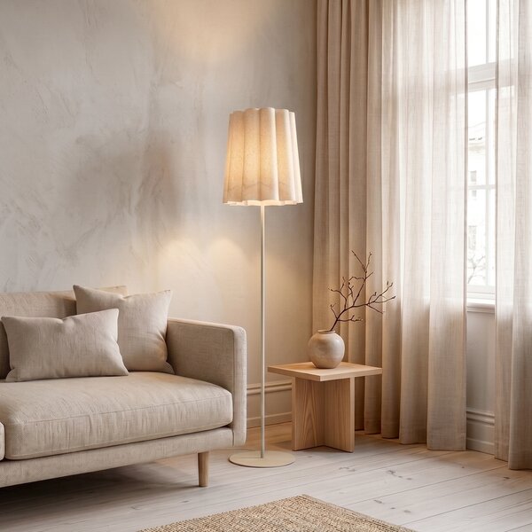 Lampa podłogowa Japandi beżowa z abażurem z tkaniny 160 cm - Jenni