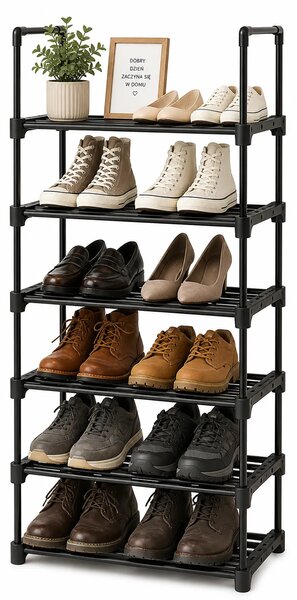 Metalowy czarny na buty stojak z 6 półkami F6-G27