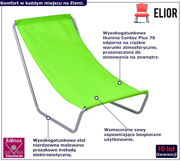 Zielony materiałowy składany leżak plażowy E4-M46