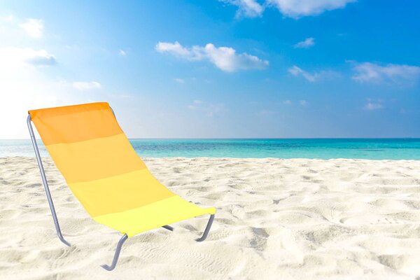 Składany leżak plażowy w żółte paski C3-P29