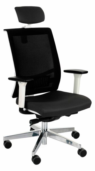 Fotel biurowy Level WS HD - ergonomiczny, obrotowy, wygodny dla kręgosłupa, siatkowy, z zagłówkiem