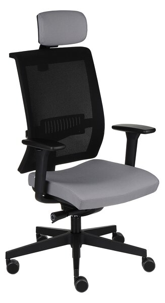 Fotel biurowy Level BS HD - obrotowy, z zagłówkiem, wygodny dla kręgosłupa, siatkowy